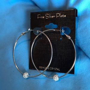 NEW Fine Silver Plate Hoop Earrings